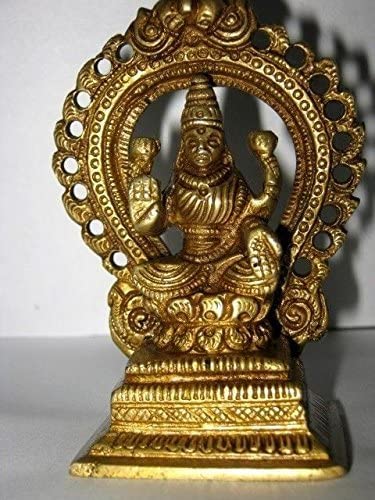 Artcollectibles India 9cm Rare Brass Laxmi Statue Hindu Goddess Wealth Puja Arti Religious Idol Gifts