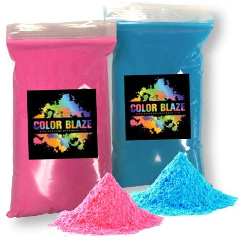 Color Blaze Gender Reveal Powder- 1 lb Pink & 1 lb Blue (2 lbs Total) –Perfect for Baby Reveals for car Exhaust, burnouts, photoshoots, Balloons, pinatas, and More! (1 lb Pink/Blue)