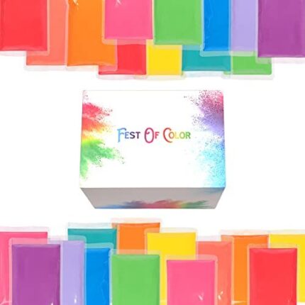 FestOfColor 25 Packets - 100gram Each, Holi Powder, Color Powder, Gender Reveals, Baby Shower, Parties, Rangoli, Diwali, Smoke for Photography, Natural, Color Wars, Rainbow Party, Festivals