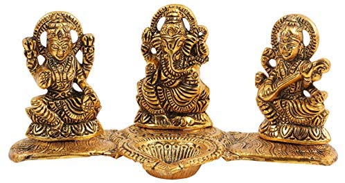 IBA Indianbeautifulart Lord Laxmi Ganesha Saraswati Brass Statue Religious Sculpture