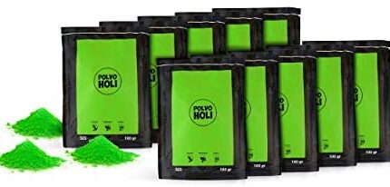 Pack with 10 Bags of Holi Powder 100g Each (Green)
