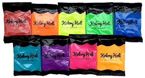 QLS Holi Colours Neon Holi Powder Festival Colour Powder in Various Colours 9 x 75 g