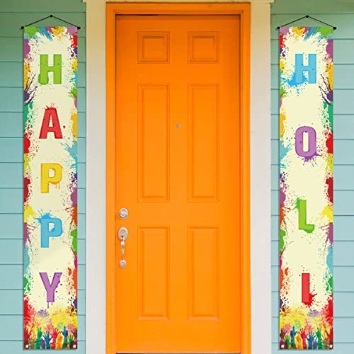 Rainlemon Happy Holi Porch Banner Indian Festival of Colors Party Front Door Sign Decoration Supply