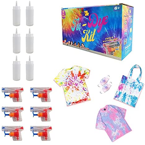 YBWBDB Tie Dye DIY Kit, 6 Colors Tie Dye Shirt Fabric Dye for Women, Kids, Men, with Tie Dye Powders, Squeeze Bottles, Rubber Bands and for Family Friends Groups Party Supplies